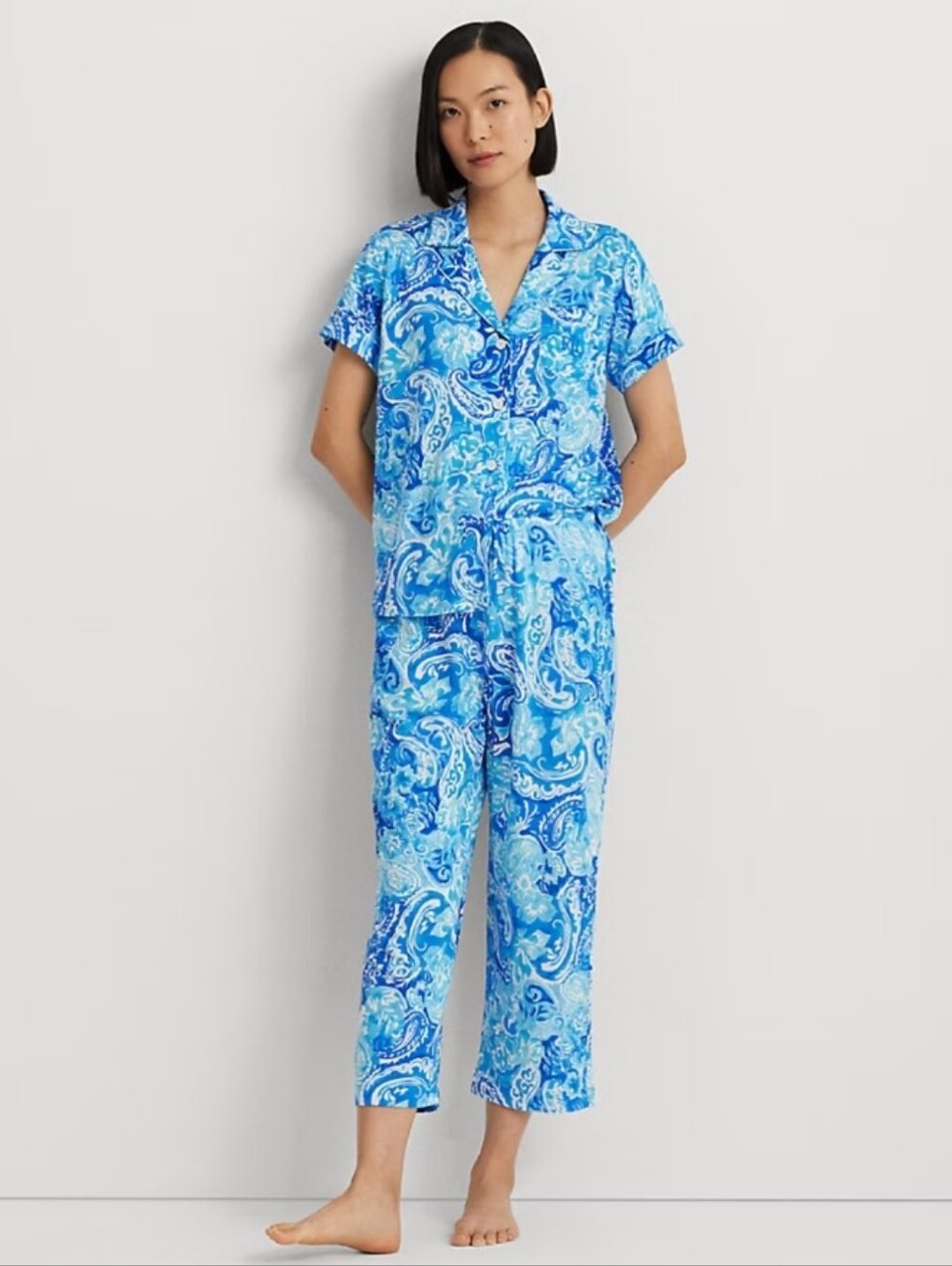 NEW! Ralph Lauren Paisley Jersey Capri Sleep Set Size L